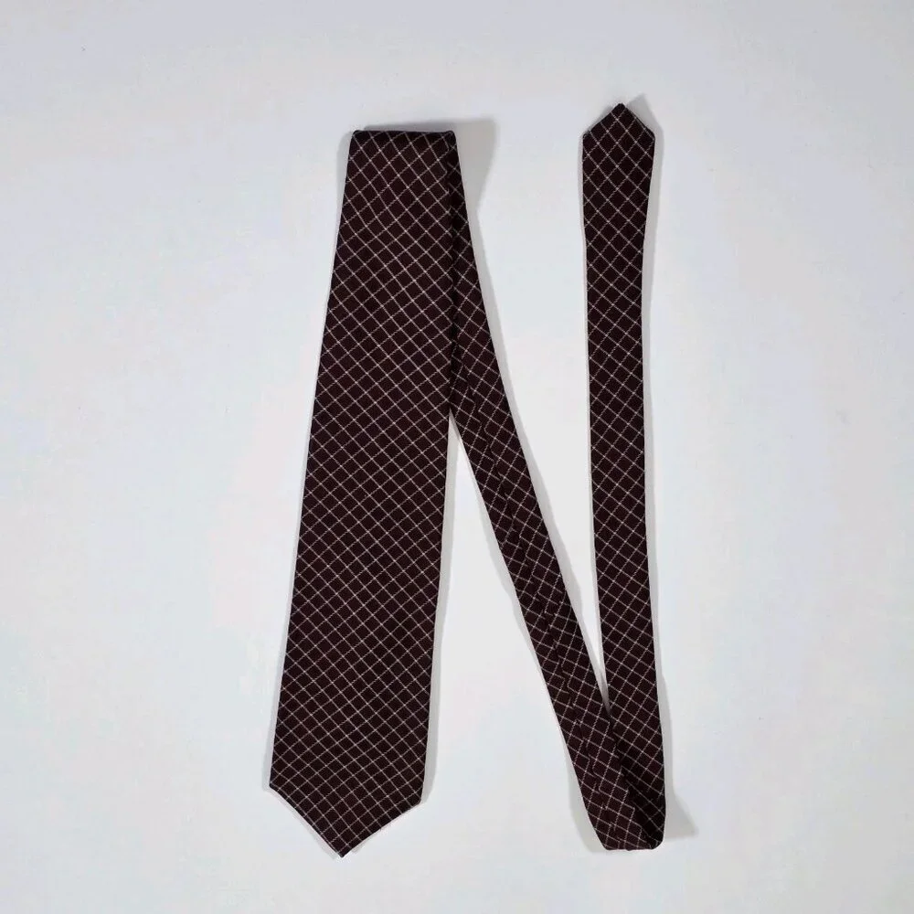 Vtg Gap Wool Silk Tie Brown Beige Geometric Pattern Preppy Office USA W 4